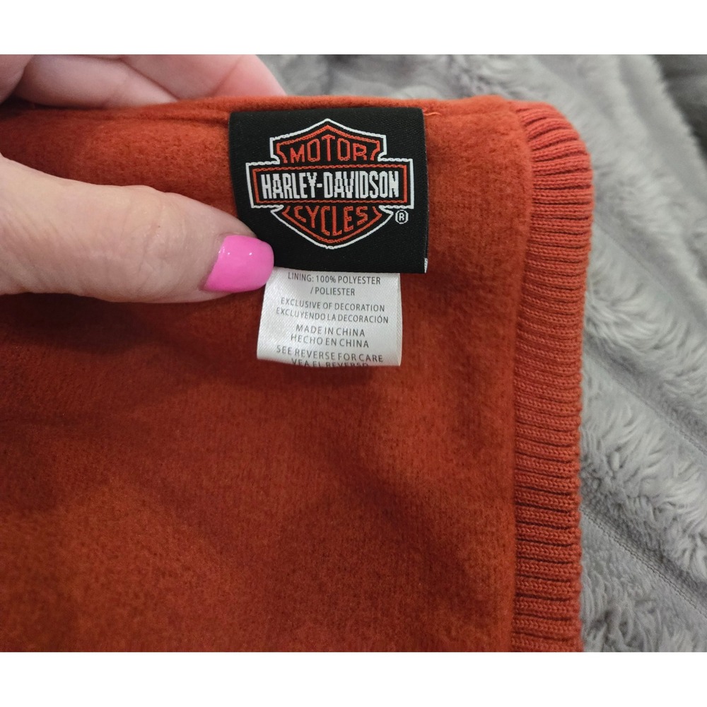 Harley-Davidson Boys Black Orange Knit Fleece Lined Beanie Hat 7283751 Size 4-14 - Picture 5 of 8